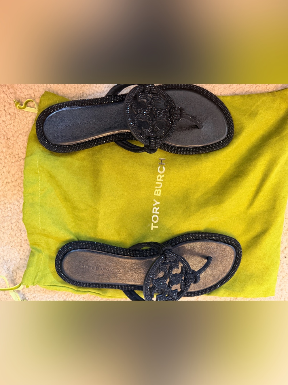 BRAND NEW Tory Burch Black Beaded Miller Thong Sandals SIZE 8 - Picture 3 of 6